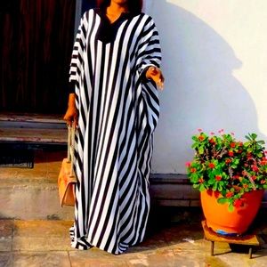 Black and white striped Kaftan